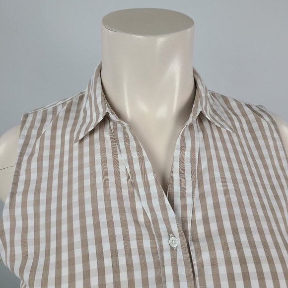 Larry Levine Brown Gingham Stripe Belted Button Up Dress Size XL - Picture 2 of 14